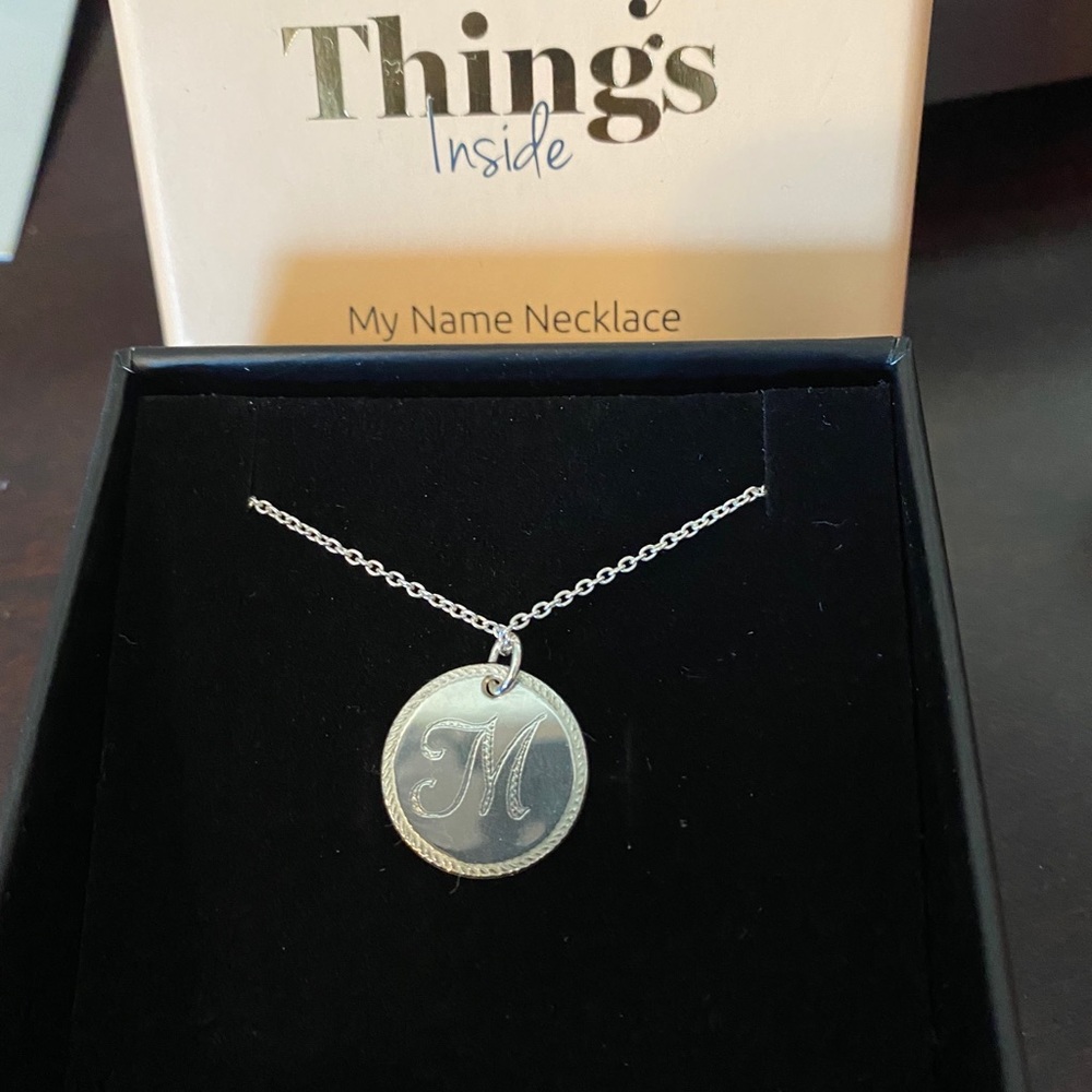 Sterling silver initial pendant M